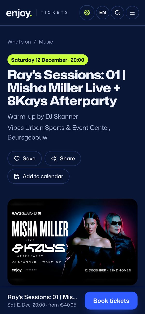 Pagina unui eveniment pe telefon